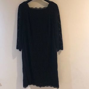 Adrianna Papell Black Lace Cocktail Dress  14W